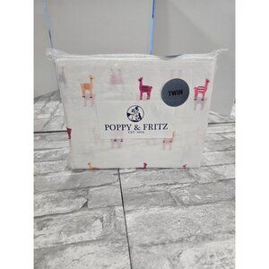 Poppy and Fritz Twin Sheet Set Llamas New Flat‎ Fitted Pillowcase Sealed